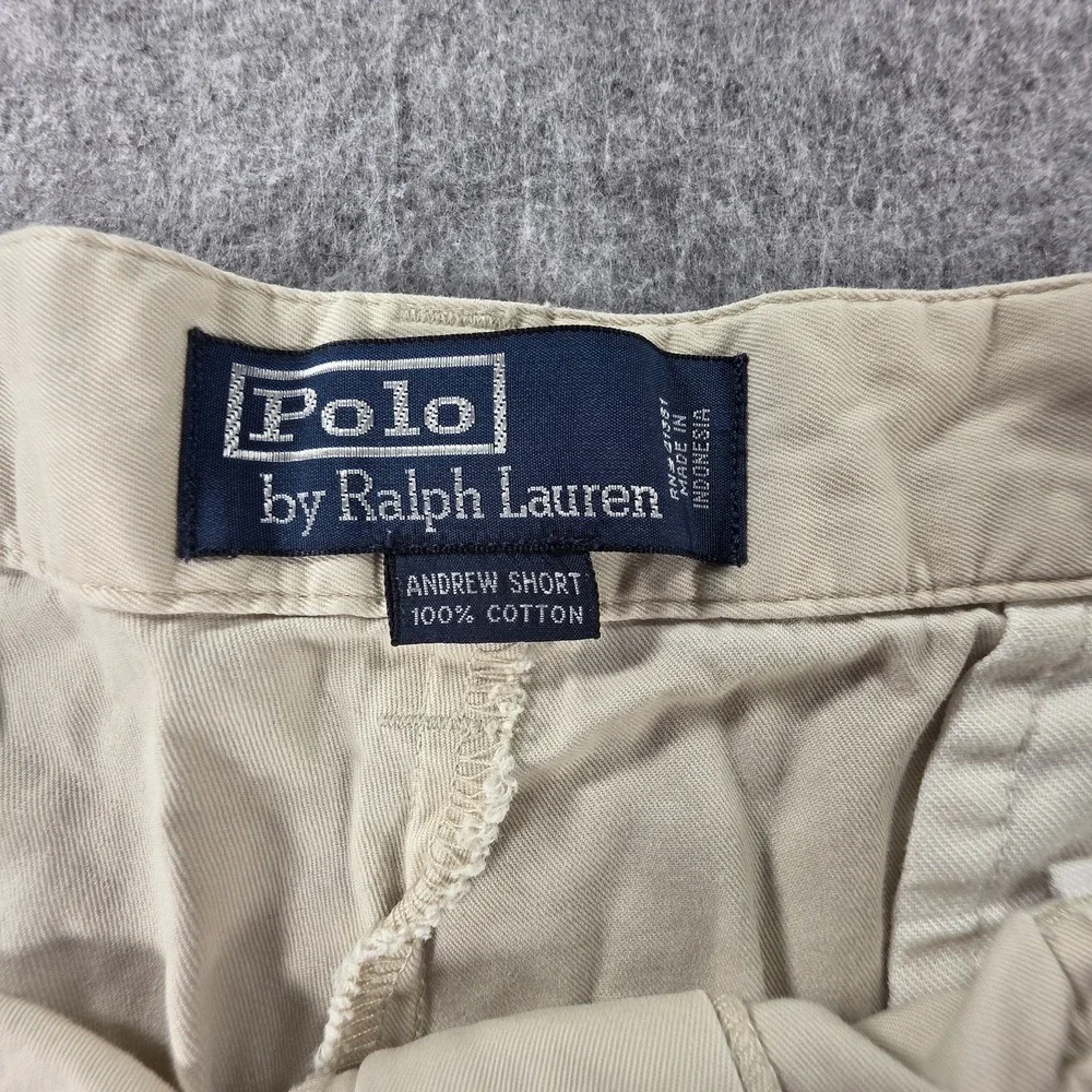 Polo Ralph Lauren Andrew Shorts Men's Size 36 Tan Pleated Chino Preppy Classic